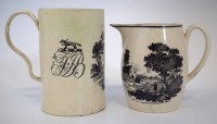 Lot 76 - Creamware Jug and a Leeds tankard circa