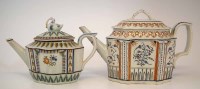 Lot 93 - Two Prattware teapots circa 1800, both with