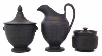 Lot 102 - Black Basalt cream jug and lidded sucrier by
