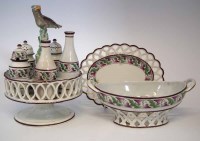 Lot 137 - Sewell pearlware cruet set and matching basket