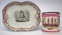 Lot 144 - Sunderland lustre tankard and a Lakin dish