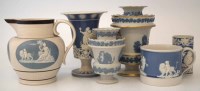Lot 158 - Two smear glazed vases, with pierced covers, one
