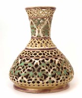 Lot 228 - Zsolnay pecs pierced vase.