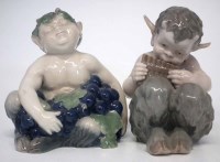 Lot 235 - Two Royal Copenhagen Fauns, one modelled sat
