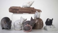 Lot 241 - Four Royal Copenhagen models of mice, also a B&G