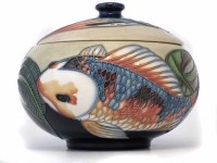 Lot 260 - Moorcroft trial lidded bowl, decorated with Quiet