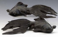 Lot 298 - Pair of Japanese patinated fancy carp.