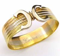 Lot 341 - Tri-colour bangle 29.5g gross.