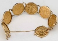 Lot 344 - Seven sov in 9ct gold bracelet.