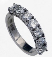 Lot 352 - 18ct white gold 7 stone diamond half eternity