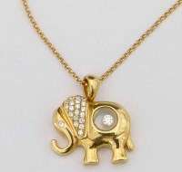 Lot 360 - An 18ct gold Chopard Happy Diamonds Elephant pendant
