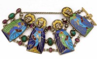 Lot 363 - Silver and champleve enamel bracelet decorated