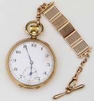 Lot 375 - 9ct gold swiss open faced pocket watch with 9ct
