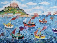 Lot 420 - Simeon Stafford, Returning Fleet, oil.