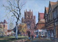 Lot 428 - Ivan Taylor, St. Mary's Parish Church, Nantwich, oil.
