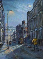 Lot 446 - Reg Gardner, Kennedy Street, Winter Moon, oil.