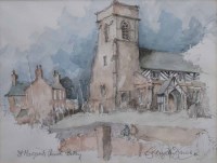 Lot 471 - John Haydn Jones, St. Margaret's Church, Betley, watercolour.