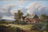 Lot 547 - Joseph Thors, Rural scene with cottage, oil.