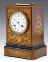 Lot 579 - Rosewood inlaid French mantel clock