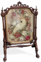 Lot 608 - Victorian tapestry fire screen.