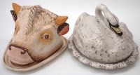 Lot 208 - Two cheese dishes with covers.