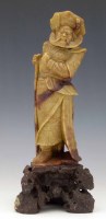 Lot 295 - Chinese soapstone figure of a warrior.