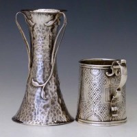 Lot 390 - Art nouveau silver vase; Victorian silver