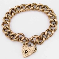Lot 401 - 9ct gold chain bracelet with padlock clasp