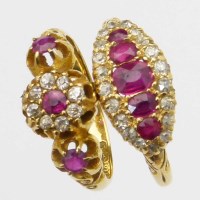 Lot 428 - Two 18ct gold ruby and diamond rings