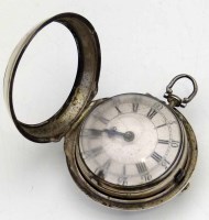 Lot 452 - Silver pair cased verge pocket watch