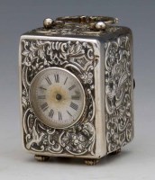 Lot 454 - Silver cased carriage clock by Wm Comyns