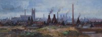 Lot 468 - Ivan Taylor, Longton Skyline circa 1959, oil.