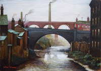 Lot 470 - Arthur Delaney, Stockport Viaduct, oil.