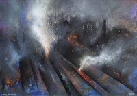 Lot 471 - David Wilde, A Study in Smog, nr. Victoria Station, c.1960, acrylic.