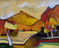Lot 514 - Geoffrey Key, Sun Field, oil.