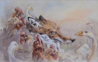 Lot 560 - Jonathan Walker, Free Range, watercolour and ink.