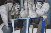 Lot 565 - George Large, Arm Wrestlers, watercolour.