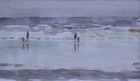 Lot 568 - Donald McIntyre R.I., R.Cam.A., S.M.A. (1923-2009),Figures on a beach