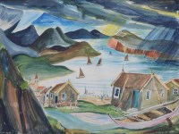 Lot 590 - Charles Murray, Icelandic Village, watercolour.