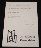Lot 601 - Catalogue for The Society of Marple Artists Seventh Annual Exhibition signed by L.S. Lowry.
