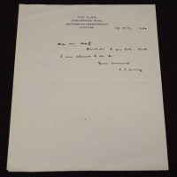 Lot 603 - Handwritten letter from L.S. Lowry dated 19 May 1960.