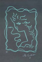 Lot 613 - Jean Cocteau, Femme avec Serpente, signed lithograph.