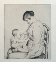 Lot 625 - Dame Laura Knight, Mother and Child, signed etching.