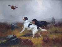 Lot 636 - Colin Graeme Roe, Figure and setters on a grouse moor, oil.