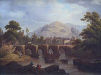 Lot 645 - British School, 19th century, Llangollen Bridge, oil.