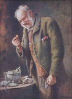 Lot 657 - Charles Spencelayh, The Treasured Yellow-Boy, watercolour.