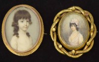 Lot 671 - English School, early 19th century, Two portrait miniatures of a girl and a lady (2).