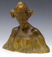 Lot 682 - Art Nouveau bronze bust after Edouard Fortiny