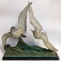 Lot 686 - Bronze sculpture of shearwaters