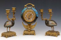 Lot 688 - Cloisonne clock set.
